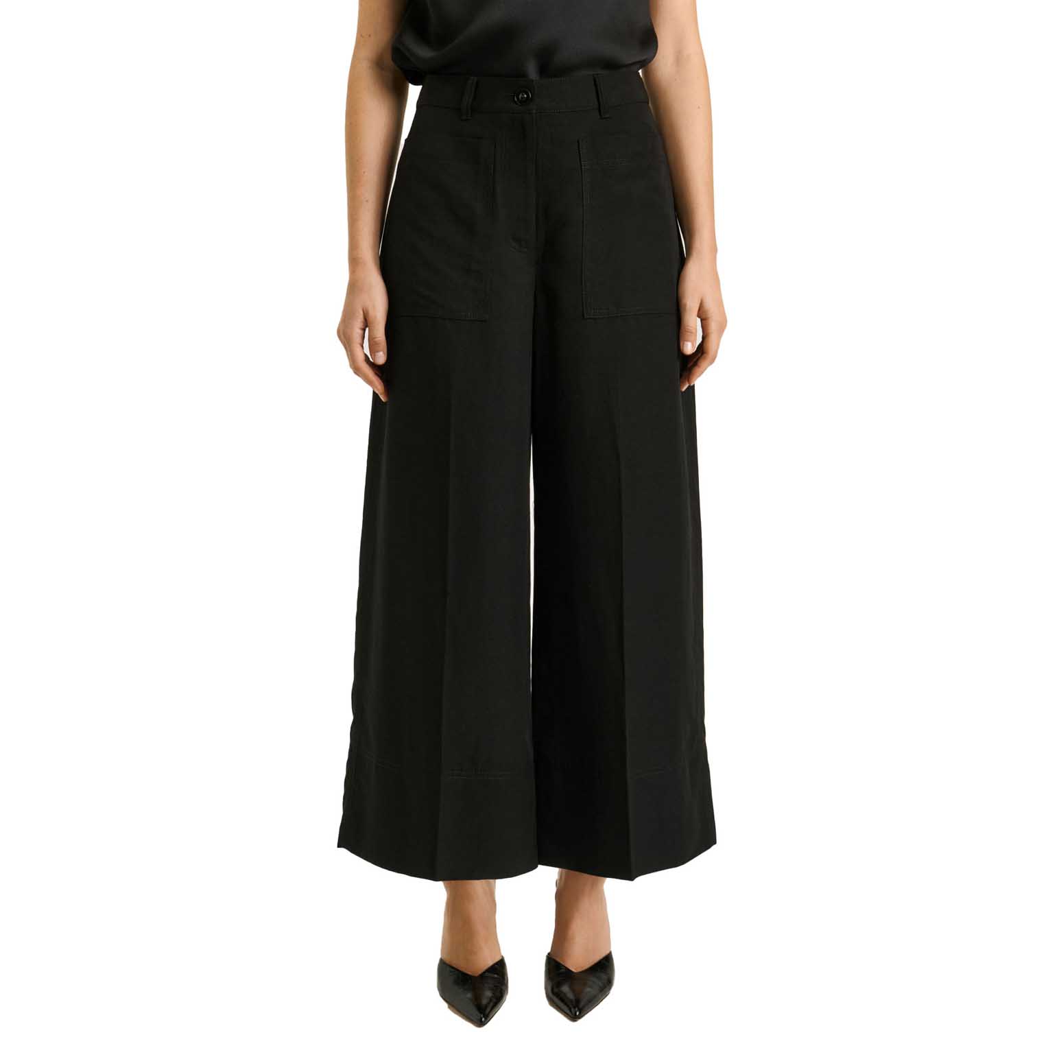Veronika Maine European Lyocell Linen Wide Cropped Pant